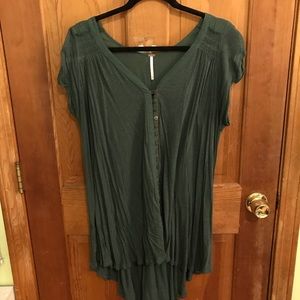Free People Highland Smocked Shoulder Top S